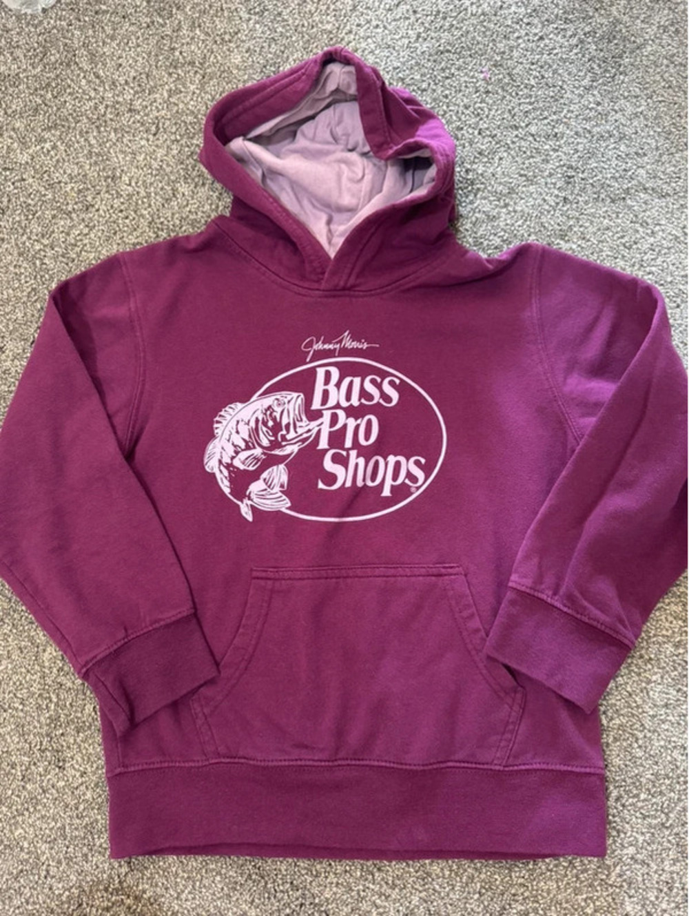 Girl’s Bass Pro shop purple hoodie sweatshirt Medium